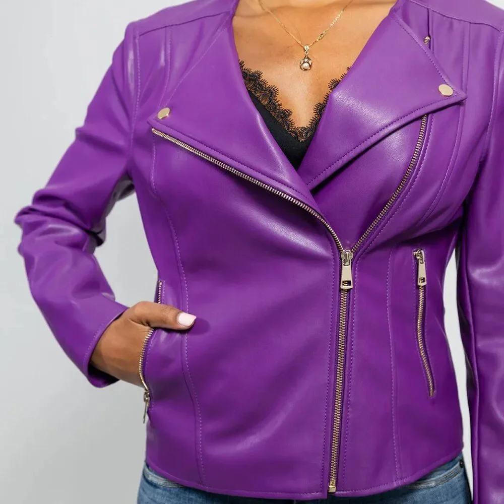 Violet Women's Vegan Faux Leather Jacket